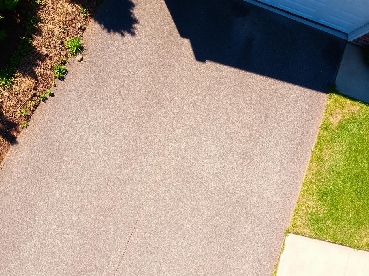 Cracked asphalt driveway before renovation